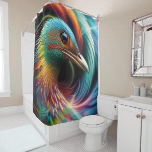 Rideaux De Douche Plumes tourbillonnantes de paon d'oiseau coloré