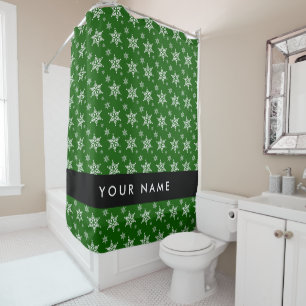 Rideaux De Douche Pneus blancs, Vert, Votre nom, Personnaliser