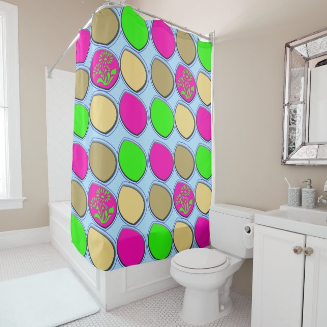 Rideaux De Douche Pods de jardin super : Vibrant Rétro (En situation)
