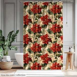 Rideaux De Douche Poinsettias Rouges Classiques de Noël Style Aquare