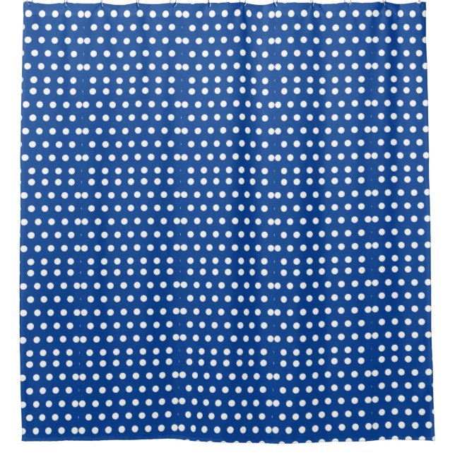 Rideaux De Douche Point Polka blanc sur Arrière - plan bleu (Devant)