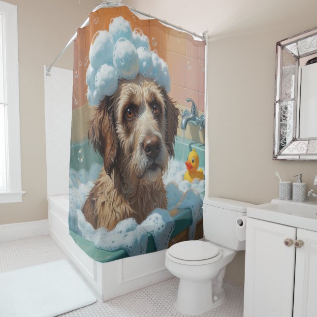 Rideaux De Douche Pointeur à poils durs Griffon Cute Funny (En situation)
