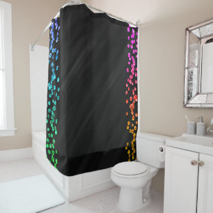 Rideaux De Douche Points Confetti Arc-en-ciel noirs