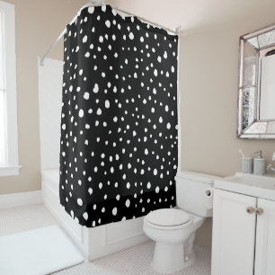 Rideaux De Douche Points dalmatiens, Zones dalmatiennes, Noir et Bla