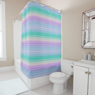 Rideaux De Douche Points et bandes abstraits multicolores pastel