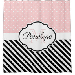 Rideaux De Douche Points et rayures mignons
