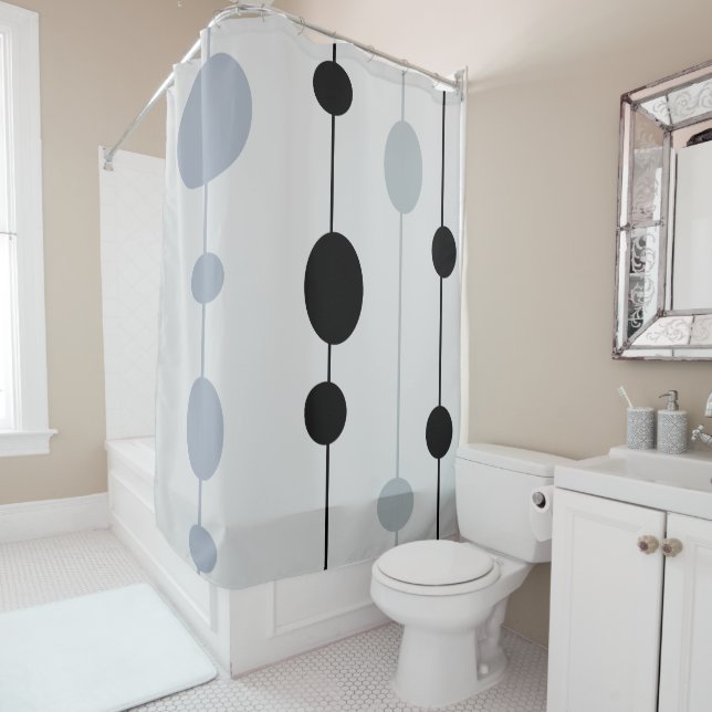 Rideaux De Douche Points noirs et gris sur gris (En situation)