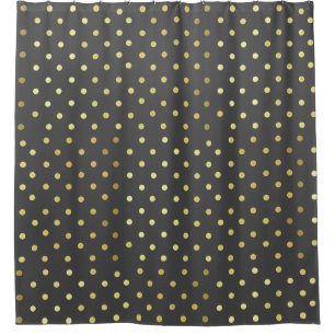 Rideaux De Douche Points Or Faux Foil Gray