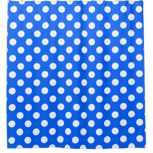 Rideaux De Douche pois blancs en bleu royal