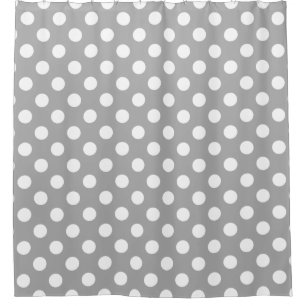 Rideaux De Douche Pois blancs sur gris