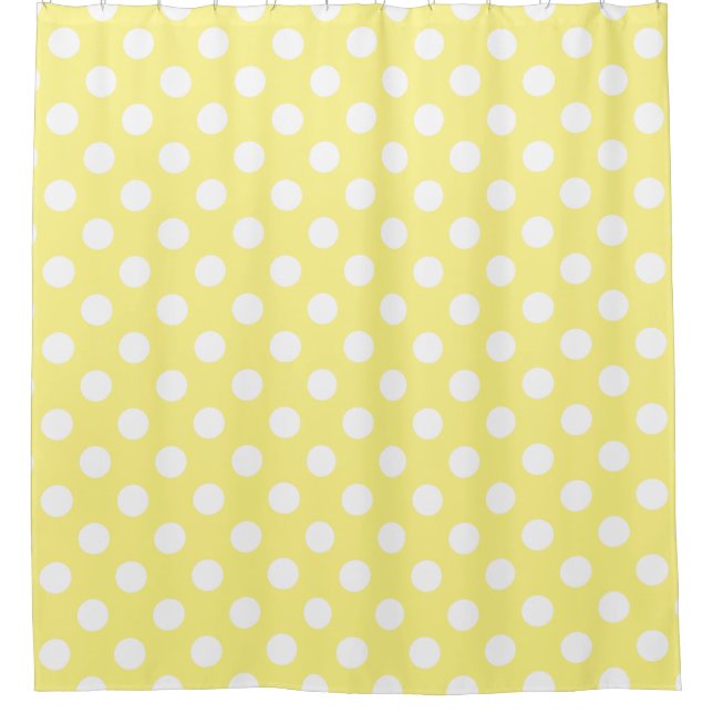 Rideaux De Douche Pois blancs sur jaune citron (Devant)