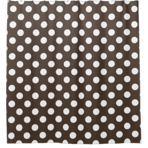 Rideaux De Douche pois blancs sur marron