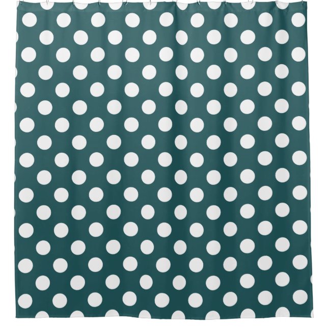 Rideaux De Douche Pois blancs sur turquoise (Devant)
