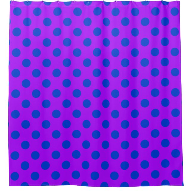 Rideaux De Douche Pois bleus sur violet (Devant)