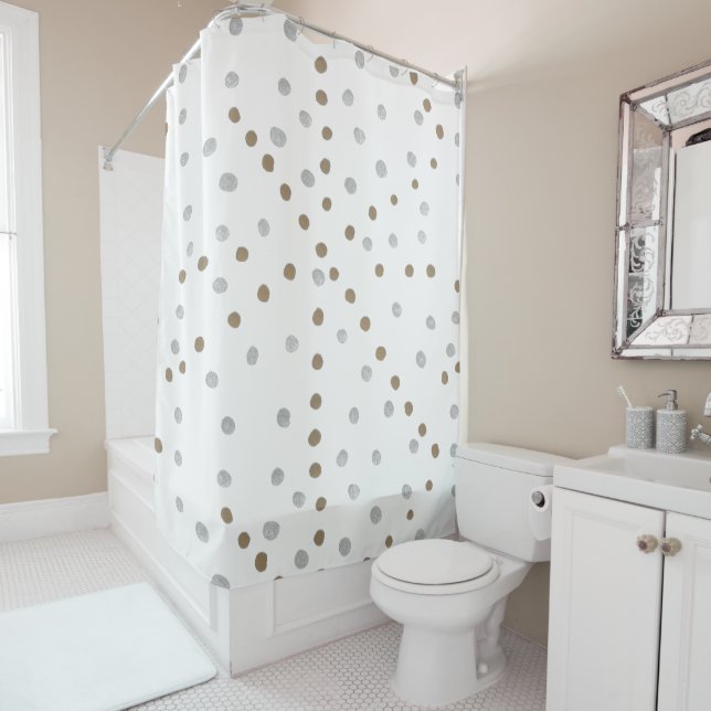 Rideaux De Douche Pois d'argent et d'or (En situation)