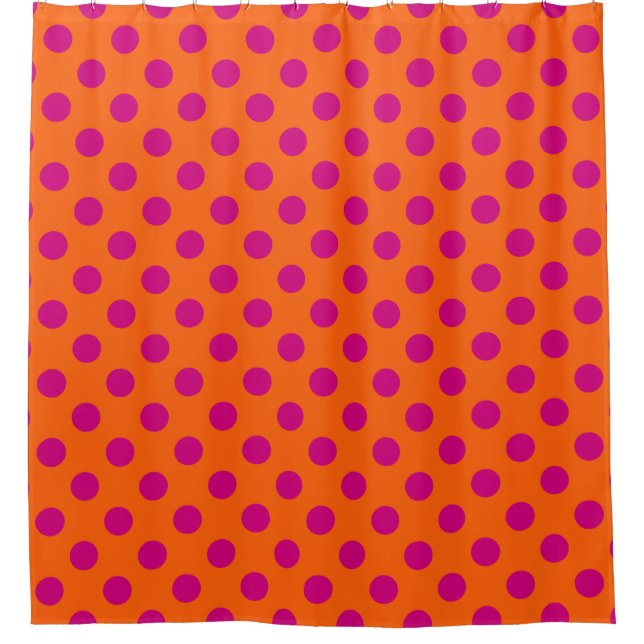 Rideaux De Douche Pois Fuchsia orange (Devant)