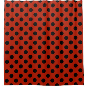 Rideaux De Douche Pois noirs en rouge