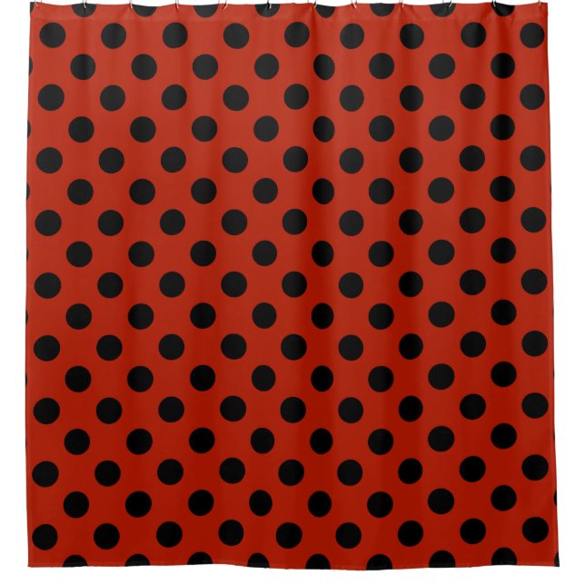 Rideaux De Douche Pois noirs en rouge (Devant)