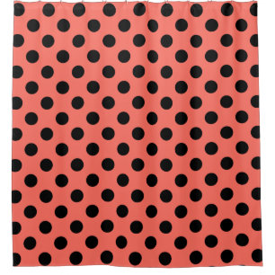Rideaux De Douche Pois noirs sur corail vivant