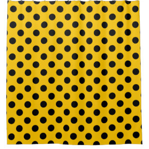 Rideaux De Douche Pois noirs sur jaune