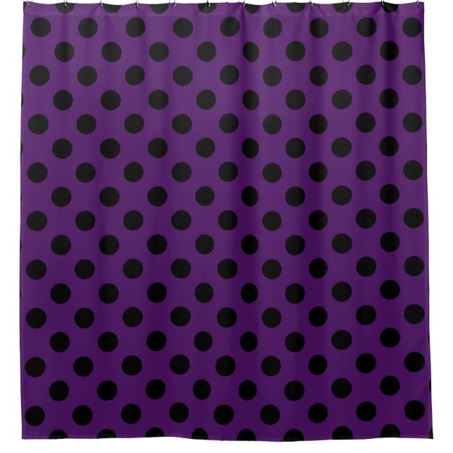 Rideaux De Douche Pois noirs sur prune violette (Devant)