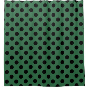 Rideaux De Douche Pois noirs sur vert kelly
