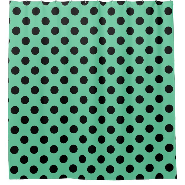 Rideaux De Douche Pois noirs sur vert menthe (Devant)