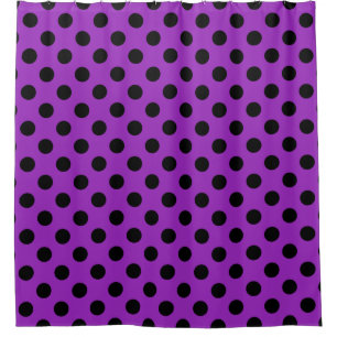 Rideaux De Douche Pois noirs sur violet
