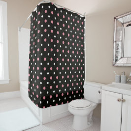 Rideaux De Douche Pois rose blanc et noir