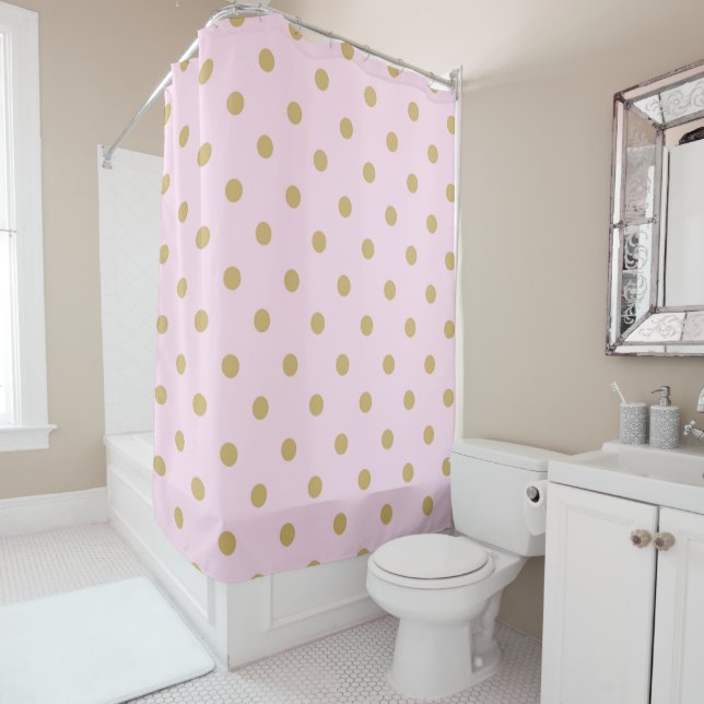 Rideaux De Douche Pois rose et or Moderne tendance Fille Motif (En situation)
