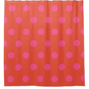 Rideaux De Douche Pois rose et rouge orange monogrammé