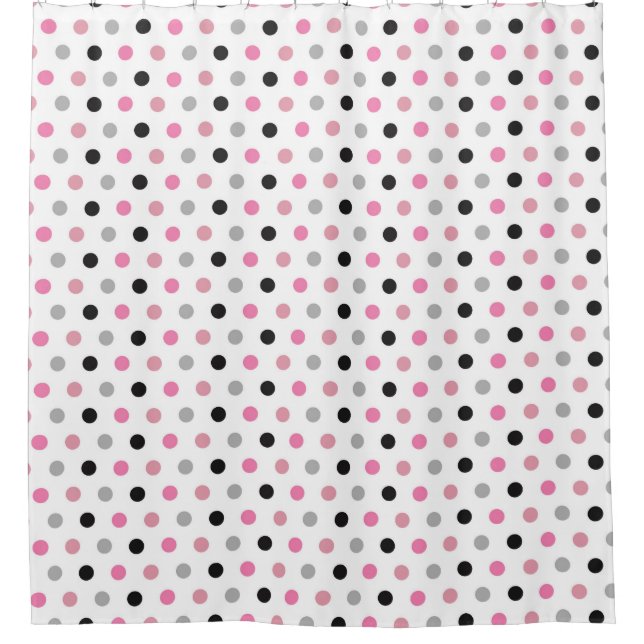 Rideaux De Douche Pois roses et blancs (Devant)