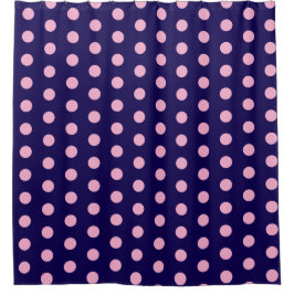 Rideaux De Douche Pois roses gras sur bleu marine