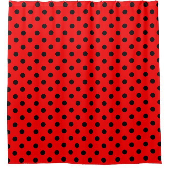 Rideaux De Douche Pois rouge et noir (Devant)