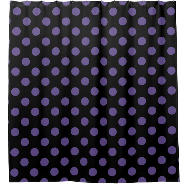 Rideaux De Douche Pois ultra violets en noir (Devant)