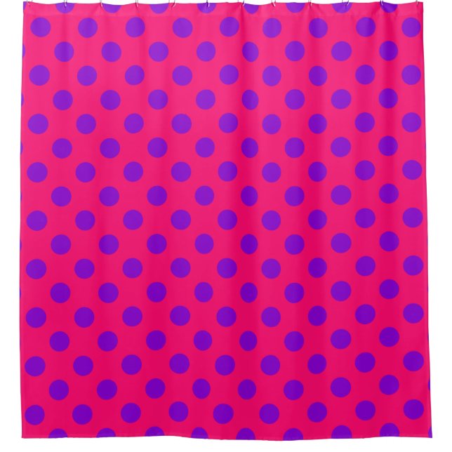Rideaux De Douche Pois violets sur cerise (Devant)