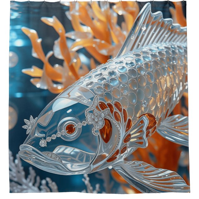 Rideaux De Douche Poisson arc-en-ciel|Carpe Koï transparente (Devant)
