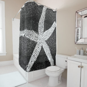 Rideaux De Douche Poisson blanc Parties scintillant noire Classique 