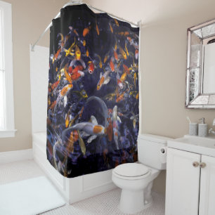 RIDEAUX DE DOUCHE POISSON KOI EN FLEURS