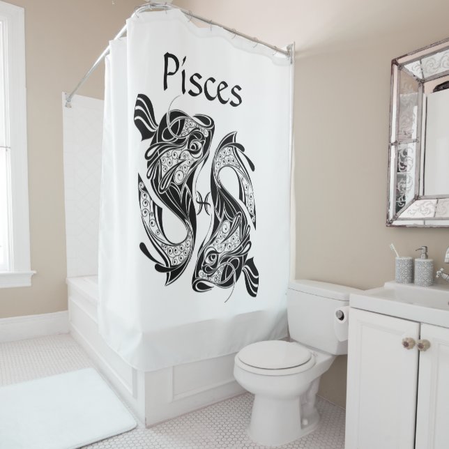 Rideaux De Douche Poisson Symbole et signe Zodiac Poisson (En situation)