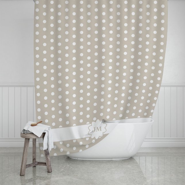 Rideaux De Douche Polka Dot Monogram (Créateur téléchargé)