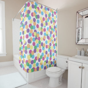 Rideaux De Douche Polka-Dots colorés sur blanc