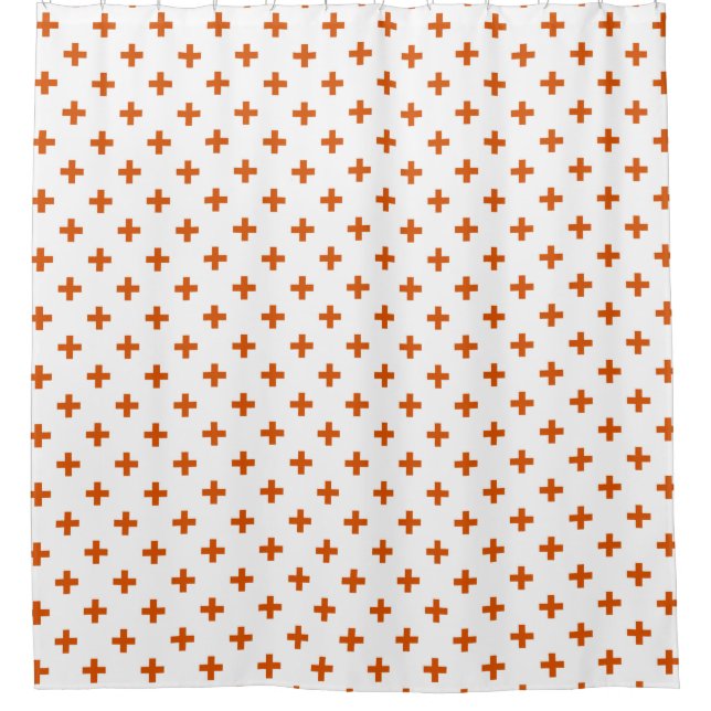 Rideaux De Douche Polka orange croise sur blanc (Devant)
