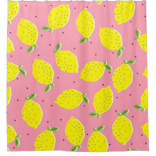 Rideaux De Douche Polka rose citron chaotique : Motif d'agrumes