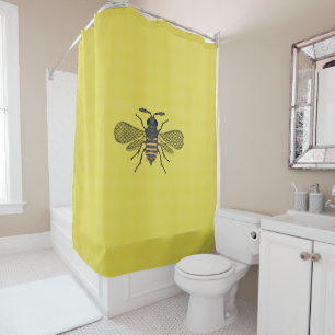 Rideaux De Douche Polkadot Jaune Jaune Décor Vintage Abeille de miel