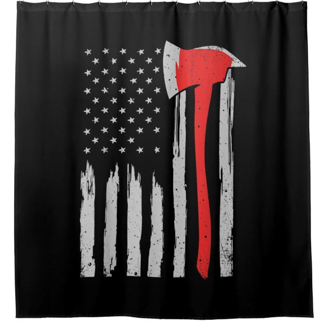 Rideaux De Douche Pompier américain Red Firefighter (Devant)