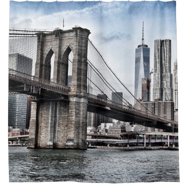 RIDEAUX DE DOUCHE PONT BROOKLYN EN JOURNÉE (Devant)