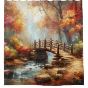 Rideaux De Douche "Pont d'automne au-dessus du ruisseau Serene"