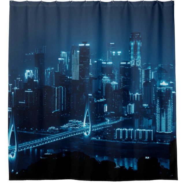 Rideaux De Douche Pont et l'architecture urbaine de ville la nuit à  (Devant)