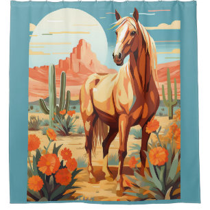 Rideaux De Douche Pop Art Palomino Desert Horse